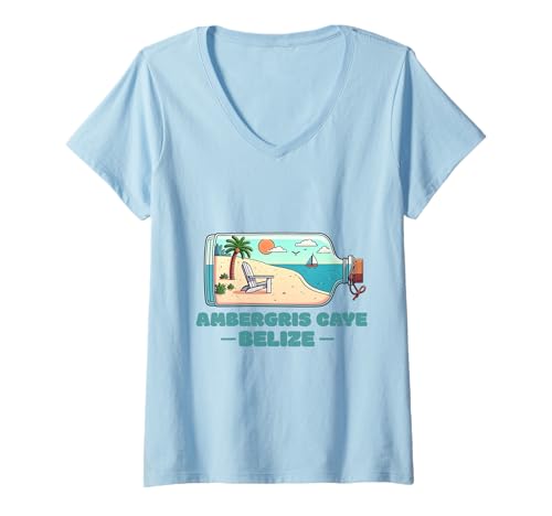 Damen Ambergris Caye Belize-Souvenir, Erinnerung an einen Urlaub in Belize T-Shirt mit V-Ausschnitt Damen Ambergris Caye Belize-Souvenir, Erinnerung an einen Urlaub in Belize T-Shirt mit V-Ausschnitt von Ambergris Caye Belize Reminder Souvenir
