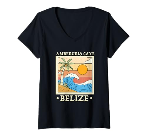 Damen Ambergris Caye Belize-Souvenir, Erinnerung an einen Urlaub in Belize T-Shirt mit V-Ausschnitt Damen Ambergris Caye Belize-Souvenir, Erinnerung an einen Urlaub in Belize T-Shirt mit V-Ausschnitt von Ambergris Caye Belize Reminder Souvenir
