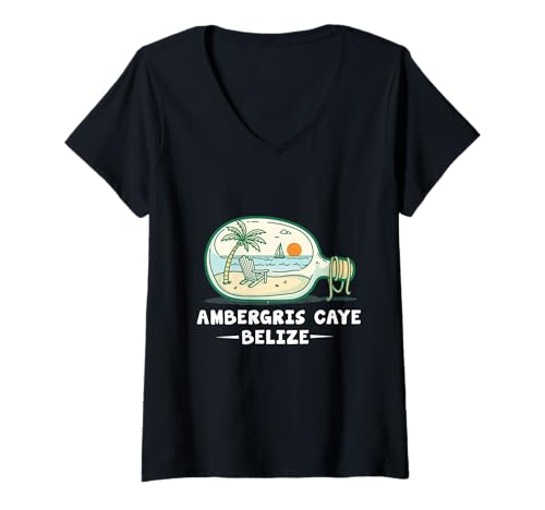 Damen Ambergris Caye Belize-Souvenir, Erinnerung an einen Urlaub in Belize T-Shirt mit V-Ausschnitt Damen Ambergris Caye Belize-Souvenir, Erinnerung an einen Urlaub in Belize T-Shirt mit V-Ausschnitt von Ambergris Caye Belize Reminder Souvenir