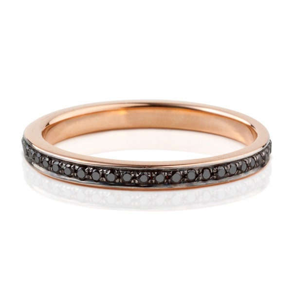 Ewigkeitsring Mit Schwarzem Diamant Von 0, 3 Ct, Versprechensring Aus Massivem Roségold Und Diamant, Einzigartiger Stapelring Für Die Ganze Ewigkeit von AmberjackJewellery