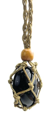 Amberlux Bernstein Anhänger dunkel rot, Stein mit Netzt | Echter Sumatra Bernstein aus Indonesien | Getrommelt, Naturstein ca. 1x2cm Größe von Amberlux