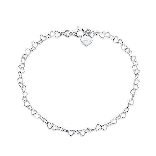 925 Feinsilber-Sterling 3 mm verstellbare Fußspange – Herzkette Fußkettchen Armband - bis 24 cm – flexibel verstellbar von Amberta