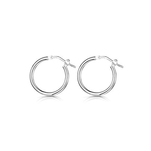 Amberta® 925 Sterling Silber Edle Ringe mit Scharnierbügel – Kleine runde Creolen Ohrringe - Durchmesse: 7 10 15 20 25 35 45 55 mm (15mm) von Amberta