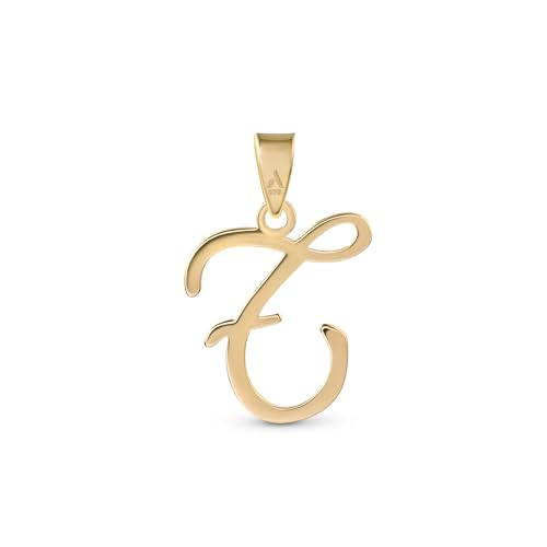 Amberta 9 Karat Gold Italienische Charms Anhänger für Damen und Herren | Buchstaben für Ketten | Alphabet: Charm Buchstabe T von Amberta