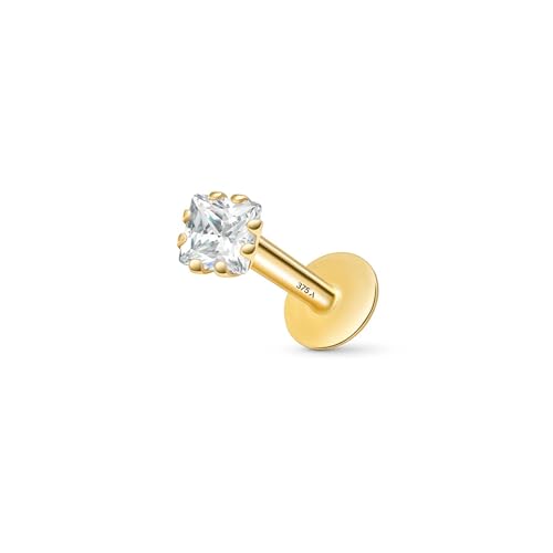 Amberta 9 Karat Gold Piercing Stecker Ohrringe für Damen Und Herren | 16G Helix Ohrstecker Gold | 1,2 mm Stärke Tragus Piercing Gold | Conch Piercing Gold: 6 mm Helix Ohrringe Gold von Amberta