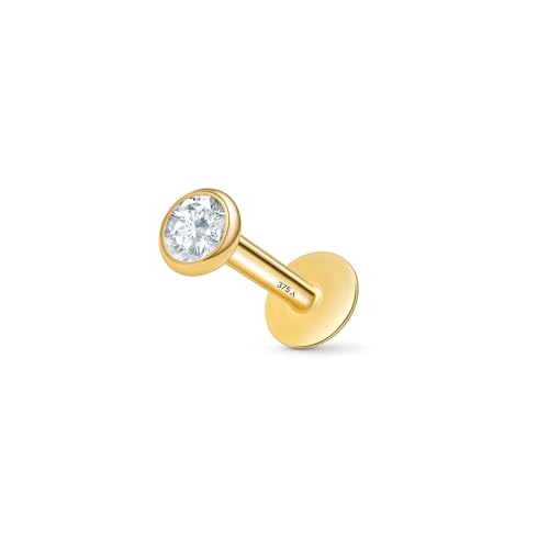 Amberta 9 Karat Gold Piercing Stecker Ohrringe für Damen Und Herren | 16G Helix mit 1,2 mm Stärke Tragus | Conch und 6 mm Nasenpiercing von Amberta