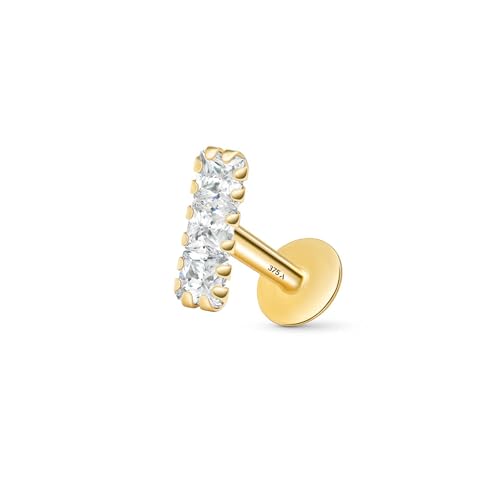 Amberta 9 Karat Gold Ohrringe für Damen Und Herren | 16G Helix Ohrstecker | 1,2 mm Stärke Tragus Piercing | Conch Piercing: 6 mm Ohr von Amberta