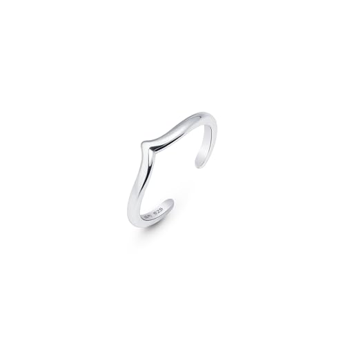 Amberta 925 Sterling Silber Zehering Verstellbar Damen | Delfin Blumen Krone Blatt Fußschmuck: Chevron Zehenringe von Amberta