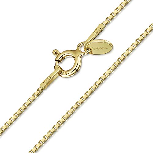 Amberta Männer und Frauen Halskette Kette aus 925 Sterlingsilber 18K Vergoldet: 1 mm Venezianierkette - 50 cm von Amberta