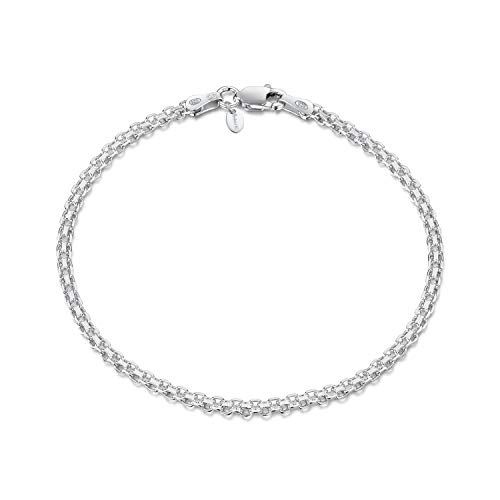 Amberta 925 Sterlingsilber Armkette - Bismarck Kette Armband - 2.2 mm Breite - Verschiedene Längen: 18 19 20 cm (19cm) von Amberta