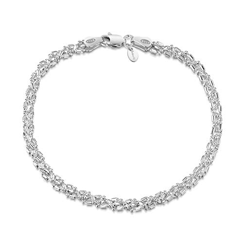 Amberta 925 Sterlingsilber Armkette - Diamantierte Kugelkette Armband - 3.5 mm Breite - Verschiedene Längen: 18 19 20 cm (20cm) von Amberta