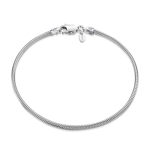 Amberta 925 Sterlingsilber Armkette - Schlangenkette - Rattenschwanz-Kette Armband - 1.9 mm Breite - Verschiedene Längen: 18 19 20 cm (20cm) von Amberta