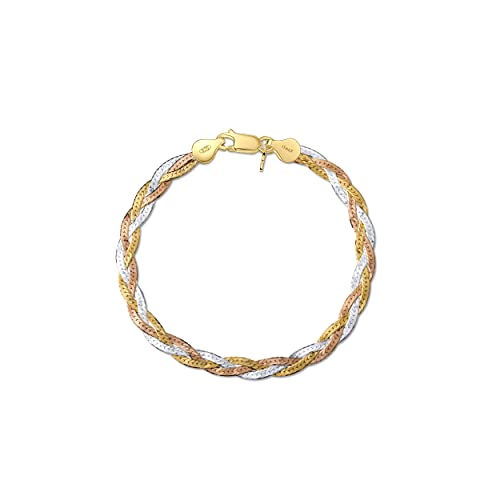 Amberta Damen 925 Sterling Silber Kettenarmband 5 mm Fischgrätenmuster Design Länge 19 cm: Mehrfärbig von Amberta