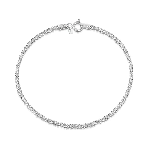 Amberta 925 Sterlingsilber Damen-Armkette - Popcorn-Kette Armband - 2 mm Breite - Verschiedene Längen: 18 19 cm (18cm) von Amberta