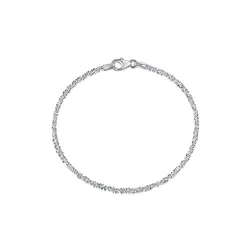 Amberta 925 Sterlingsilber Damen-Armkette - Popcorn-Kette Armband - 2 mm Breite - Verschiedene Längen: 18 19 cm (19cm) von Amberta