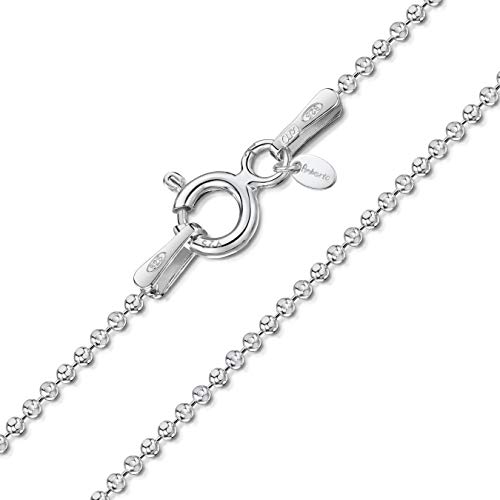 Amberta 925 Sterlingsilber Damen-Halskette - Diamantierte Kugelkette - 1.2 mm Breite - Verschiedene Längen: 40 45 50 55 60 70 80 90 cm (90cm) von Amberta