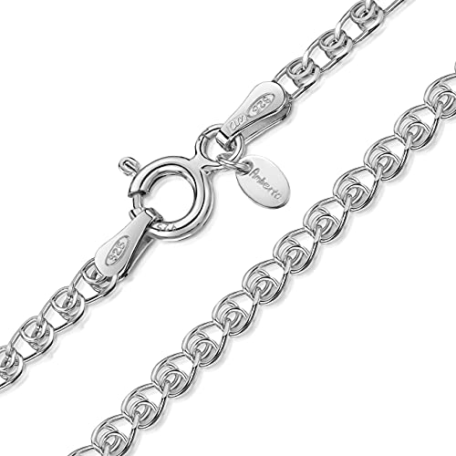 Amberta 925 Sterlingsilber Damen-Halskette - Herzkette - 2.3 mm Breite - Verschiedene Längen: 40 45 50 55 60 cm (60cm) von Amberta