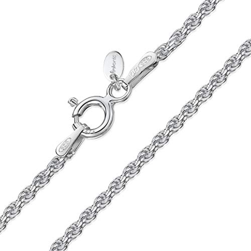 Amberta 925 Sterlingsilber Damen-Halskette - Kordelkette - 1.5 mm Breite - Verschiedene Längen: 40 45 50 55 60 (50cm) von Amberta