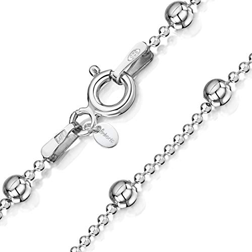 Amberta 925 Sterlingsilber Damen-Halskette - Kugelkette mit größeren Kugel - 1.1 mm Breite - Verschiedene Längen: 40 45 50 55 60 cm (50cm) von Amberta