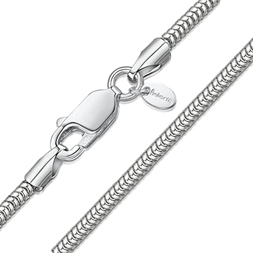 Amberta 925 Sterlingsilber Damen-Halskette - Schlangenkette - Rattenschwanz-Kette Armband - 1.9 mm Breite - Verschiedene Längen: 45 55 65 cm (65cm) von Amberta