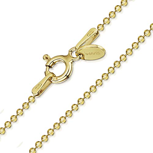 Amberta 925 Sterlingsilber Vergoldet 18K Damen-Halskette - Diamantierte Kugelkette - 1.2 mm Breite - Verschiedene Längen: 40 45 50 55 60 cm (50cm) von Amberta