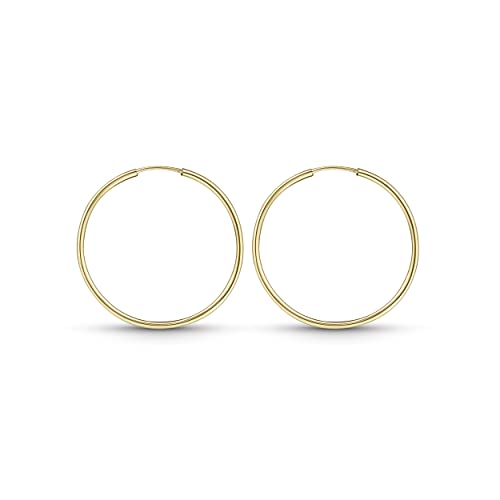 Amberta Allure Damen Creolen aus 9K Gold: Breite 0.9 mm Länge 20 mm von Amberta
