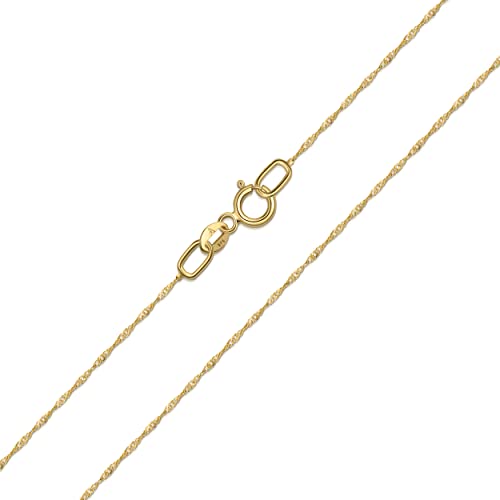 Amberta Allure Damen Halskette aus 9K Gold: 0.5 mm Singapurkette - 45 cm Amberta Allure Damen Halskette aus 9K Gold: 0.5 mm Singapurkette - 45 cm von Amberta