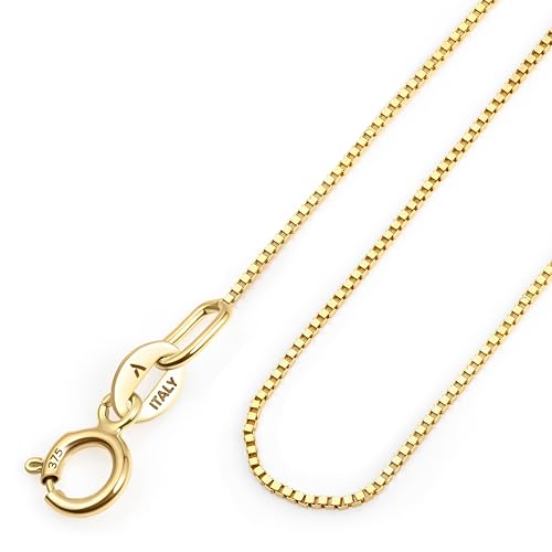 Amberta Allure Damen Halskette aus 9K Gold: 0.5 mm Venezianierkette - 50 cm von Amberta