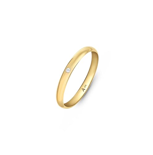Amberta Allure Damen Hochzeits Ring mit Zirkonia aus 9K Gold: 2.5 mm 9ct Gold Ehering Größe 55,1 von Amberta