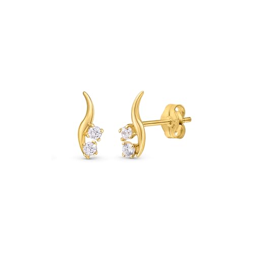 Amberta Allure Damen Kletterohrringe aus 9K Gelbgold Ohrringe mit Zirkonia von Amberta