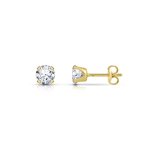 Amberta Allure Damen Ohrstecker aus 9K Gold mit Zirkonia: 5 mm von Amberta