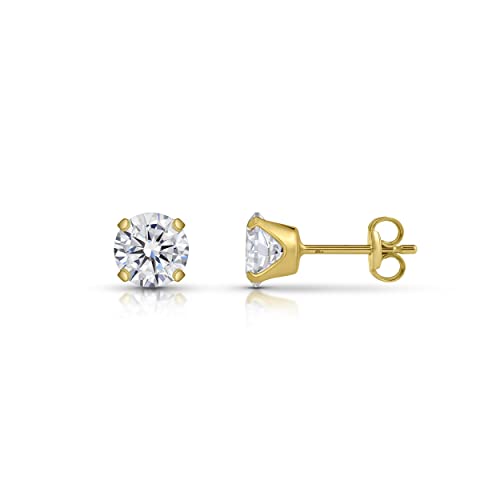 Amberta Allure Damen Ohrstecker aus 9K Gold mit Zirkonia: 6 mm von Amberta