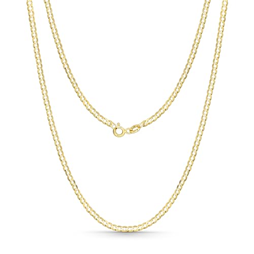 Amberta Allure Damen Panzerkette 9K Gold Halskette: 2 mm 9K Goldkette Damen 45 cm von Amberta