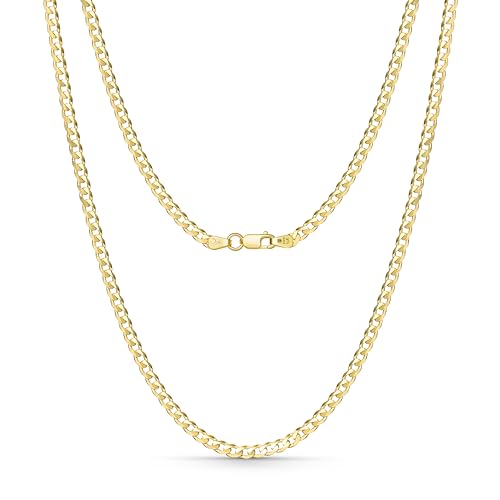 Amberta Allure Damen Panzerkette 9K Gold Halskette: 2.5 mm 9K Goldkette Damen 45 cm von Amberta