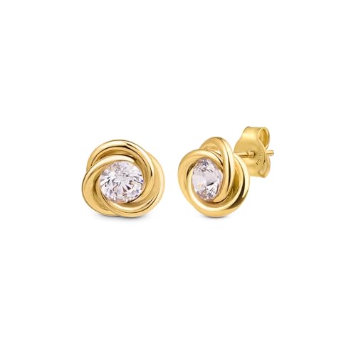 Amberta Allure Dames Knoten Ohrringe aus 9K Gold - Knoten Ohrstecker aus 9 Karat Echtgold von Amberta