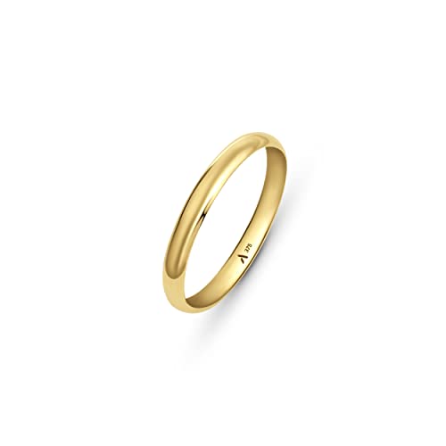 Amberta Allure Unisex Hochzeits Ring aus 9K Gold: Dicke 2.5 mm - Innen Umfang - Größe 63 mm von Amberta