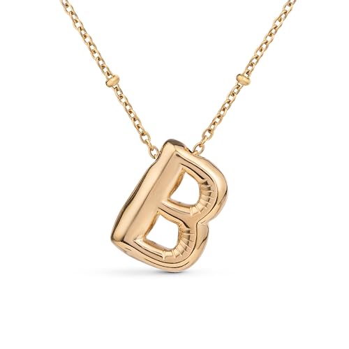 Amberta Buchstaben Kette Gold Initialen für Frauen Teenager Geschenke | 18K Vergoldet Buchstaben Anhänger Blasen: Initialen Kette B von Amberta