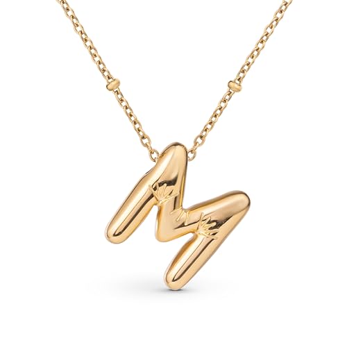 Amberta Buchstaben Kette Gold Initialen für Frauen Teenager Geschenke | 18K Vergoldet Buchstaben Anhänger Blasen: Initialen Kette M Amberta Buchstaben Kette Gold Initialen für Frauen Teenager Geschenke | 18K Vergoldet Buchstaben Anhänger Blasen: Initialen Kette M von Amberta