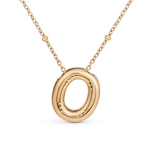 Amberta Buchstaben Kette Gold Initialen für Frauen Teenager Geschenke | 18K Vergoldet Buchstaben Anhänger Blasen: Initialen Kette O von Amberta