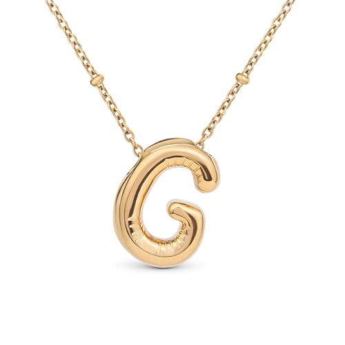 Amberta Buchstaben Kette Gold Initialen für Frauen Teenager Geschenke | 18K Vergoldet Buchstaben Anhänger Blasen: Initialen KetteG von Amberta