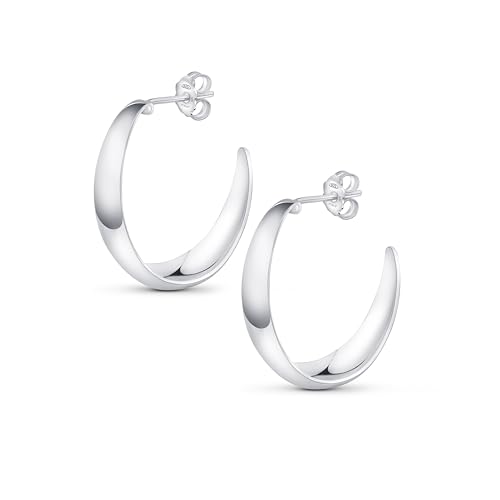 Amberta Damen 925 Sterling Silber Dicke Ohrringe: Silber Dicke Offene Ohrringe 20 mm von Amberta