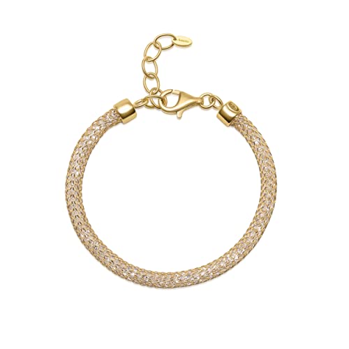 Amberta Damen Armband aus 925 Sterling Silber mit Simulierter Diamant: Kristall Armband Statement mit Zirkonia in Vergoldete von Amberta