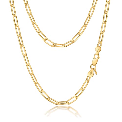Amberta Damen Büroklammer Halskette aus 925 Sterling Silber: 18K Vergoldet 4.4 mm 60 cm/24 inch von Amberta