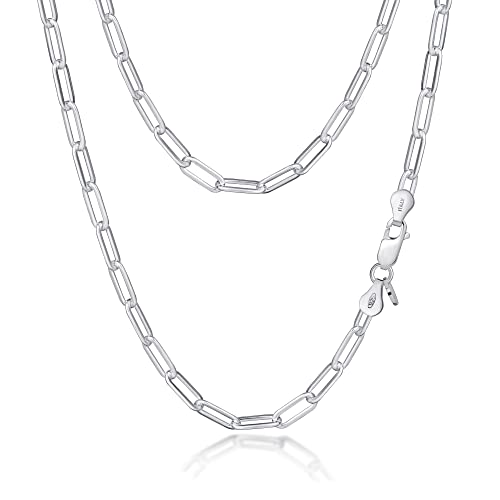 Amberta Damen Büroklammer Halskette aus 925 Sterling Silber: 4.4 mm 60 cm/24 inch von Amberta