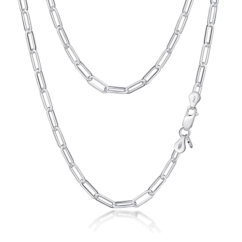 Amberta Damen Büroklammer Halskette aus 925 Sterling Silber: 4.4 mm 60 cm/24 inch von Amberta
