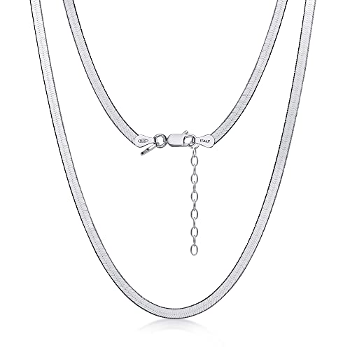 Amberta Damen Flache Schlangen Halskette aus 925 Sterling Silber: 3 mm 41 cm von Amberta