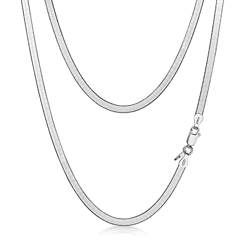 Amberta Damen Flache Schlangen Halskette aus 925 Sterling Silber: 3 mm 45 cm von Amberta