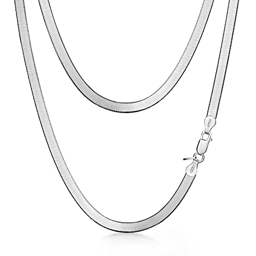 Amberta Damen Flache Schlangen Halskette aus 925 Sterling Silber: 4.5 mm 45 cm von Amberta