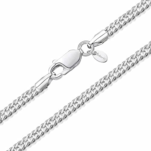 Amberta Damen Halsketete 2 mm aus 925 Sterling Silber Rhombus Kette: 2.3 mm Panzerkette 70 cm von Amberta