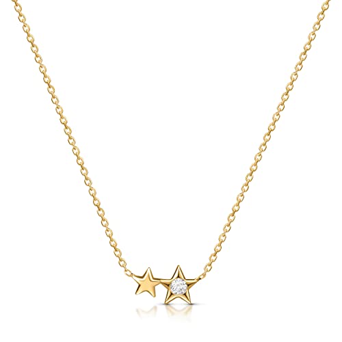 Amberta Damen Himmlisch Halsband aus 925 Sterling Silber: 18 Karat Vergoldete Doppel Stern Halskette Amberta Damen Himmlisch Halsband aus 925 Sterling Silber: 18 Karat Vergoldete Doppel Stern Halskette von Amberta